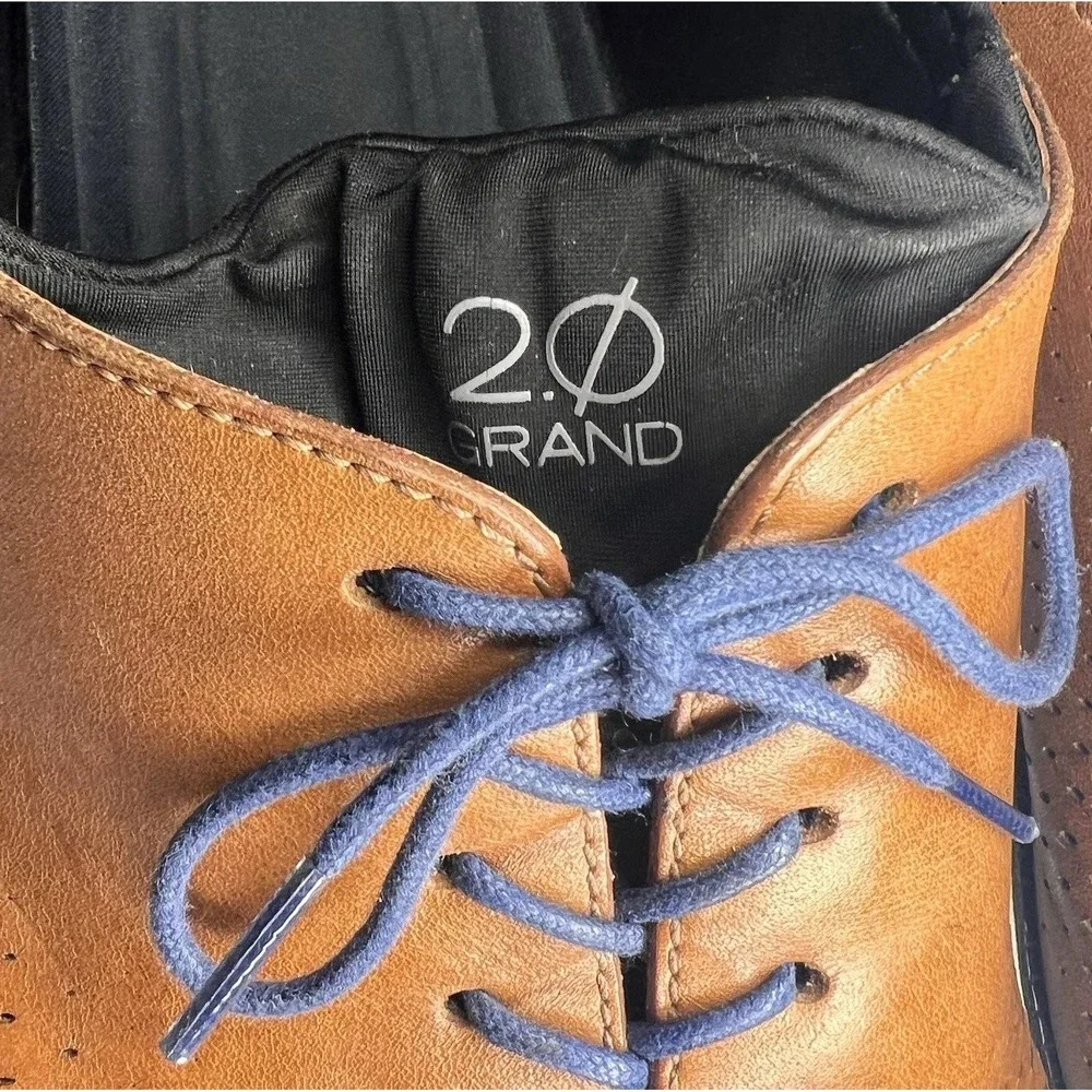 Cole Haan 2.ZEROGRAND Laser Wing Oxford Shoes Men's Size 13 Brown White Navy